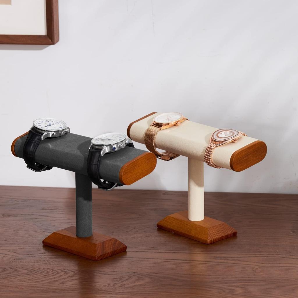Oirlv Watch Stand, Wooden, Luxury, Stylish, Watch Stand for 2 To 4 Watches, SM08702 (Dark Gray)