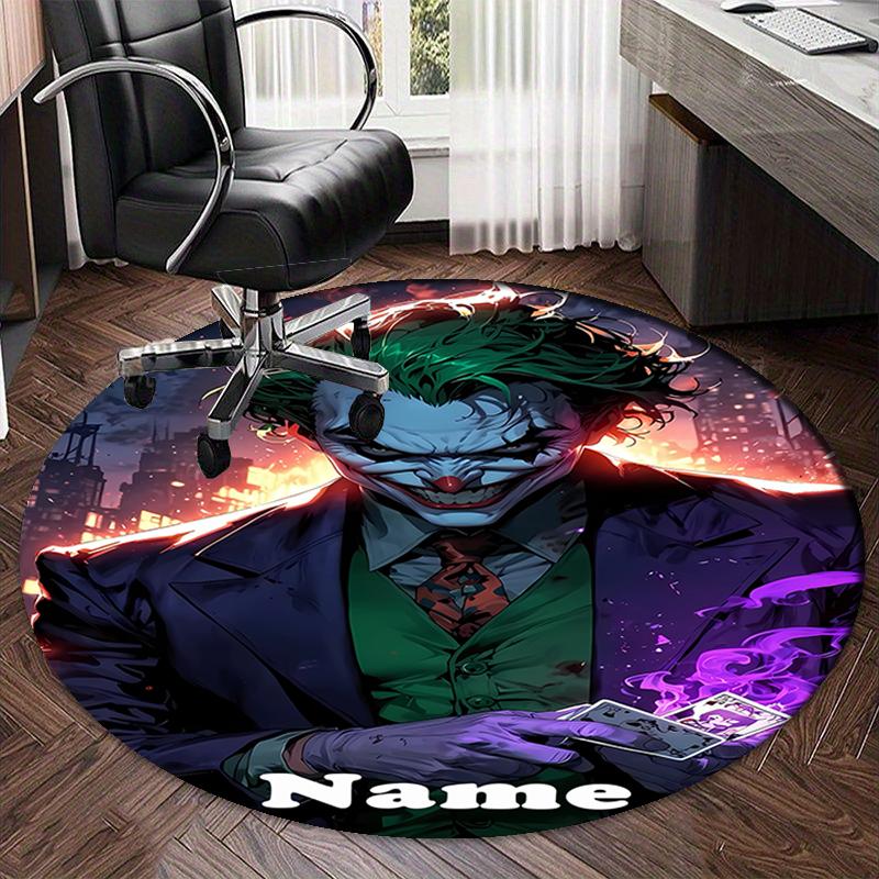 Custom Name Joker Printed Round Rug Carpet Chair Rug Area Rug Entryway Doormats,for Office Chair Living Room Bedroom Kitchen Room.