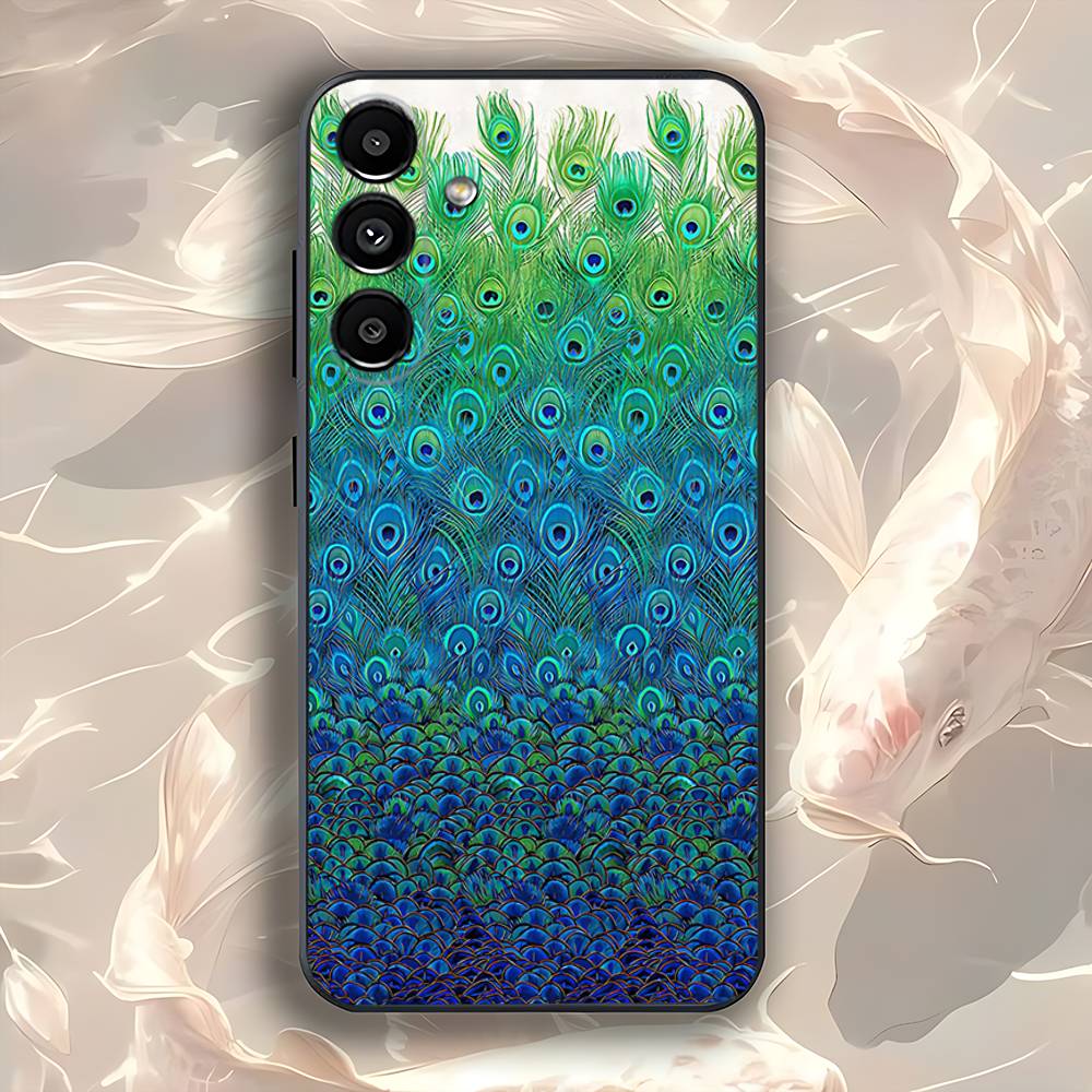 

COLORFUL Bird Peacock Feather For Samsung Galaxy A73,52,32,71,41,53,31,72,22,5G,J7,Note,8,9 Soft Black Dust-proof Cover SamsungA32 4G