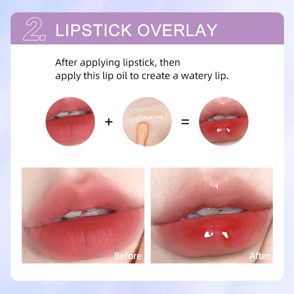Hydrating Lip Glow Oil, Moisturizing Lip Oil Gloss, Non-Sticky Long Lasting Lip Oil Tinted, Clear Plumping Lip Gloss,2.8g