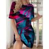 Tie Dye Abstract Gradient Striped Print Dresses For Women 2026 Summer Clothing Casual Short Sleeve Loose Dress