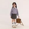 LUSON Girls' 2026 Spring Striped Sweatshirt & Skirt Set