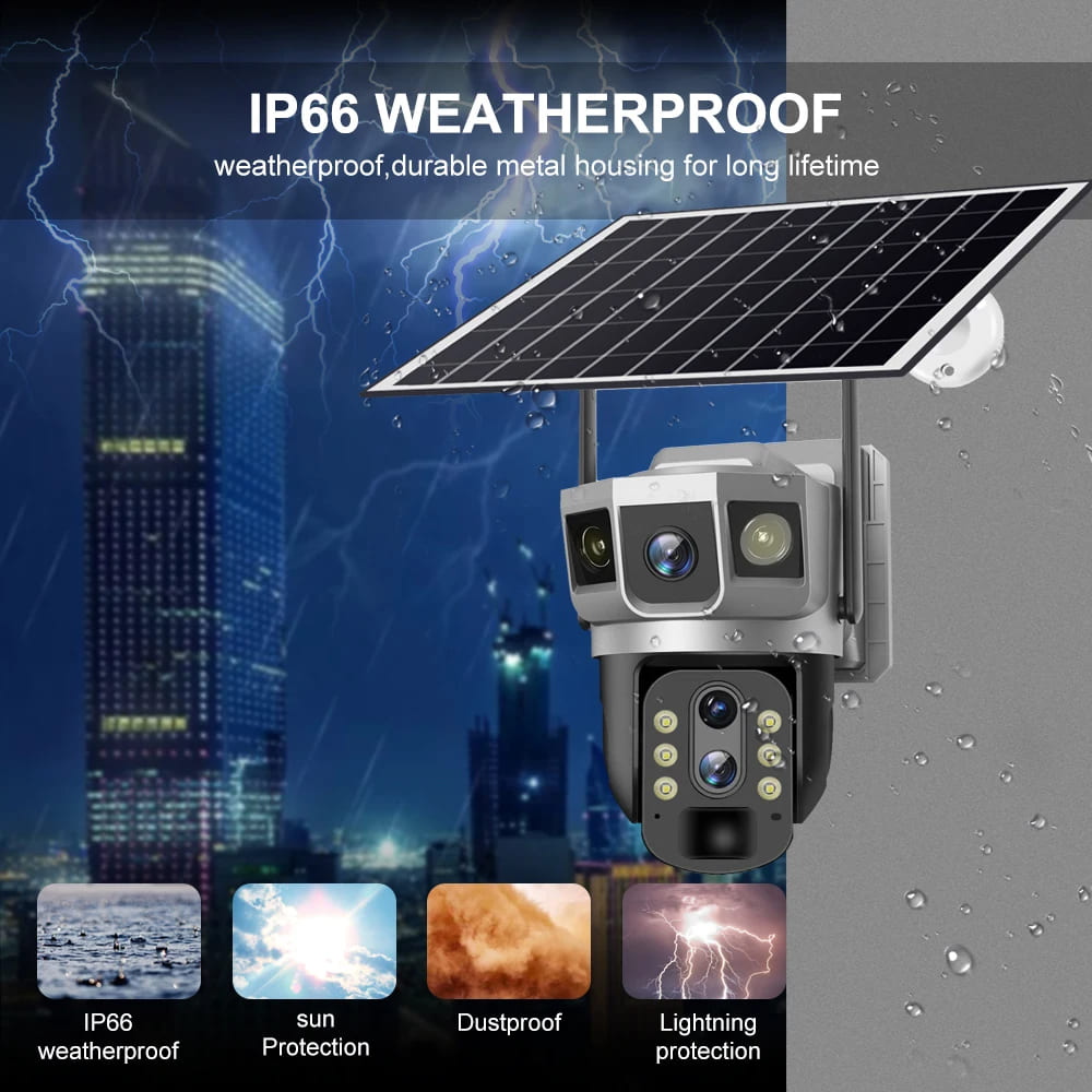 12MP 6K Solar 4G IP Camera CCTV Surveillance 10X Digital Zoom Outdoor Waterproof Monitor Pir Motion Detect Night Vision V380 Cam