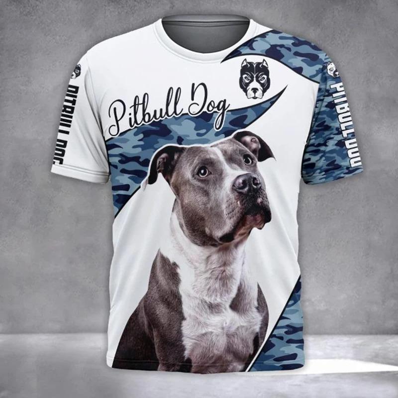 2024 Men's T Shirts Pet Dog Pitbull Graphic 3d Print Summer Tops Fashion Daily Casual Oversize Short Sleeve T-shirt Men Clothing