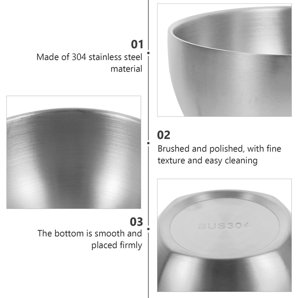 Stainless Steel Rice Bowl Heat-Resistant Korean Design Multi-Function for Home and Parties Stainless Steel Cups