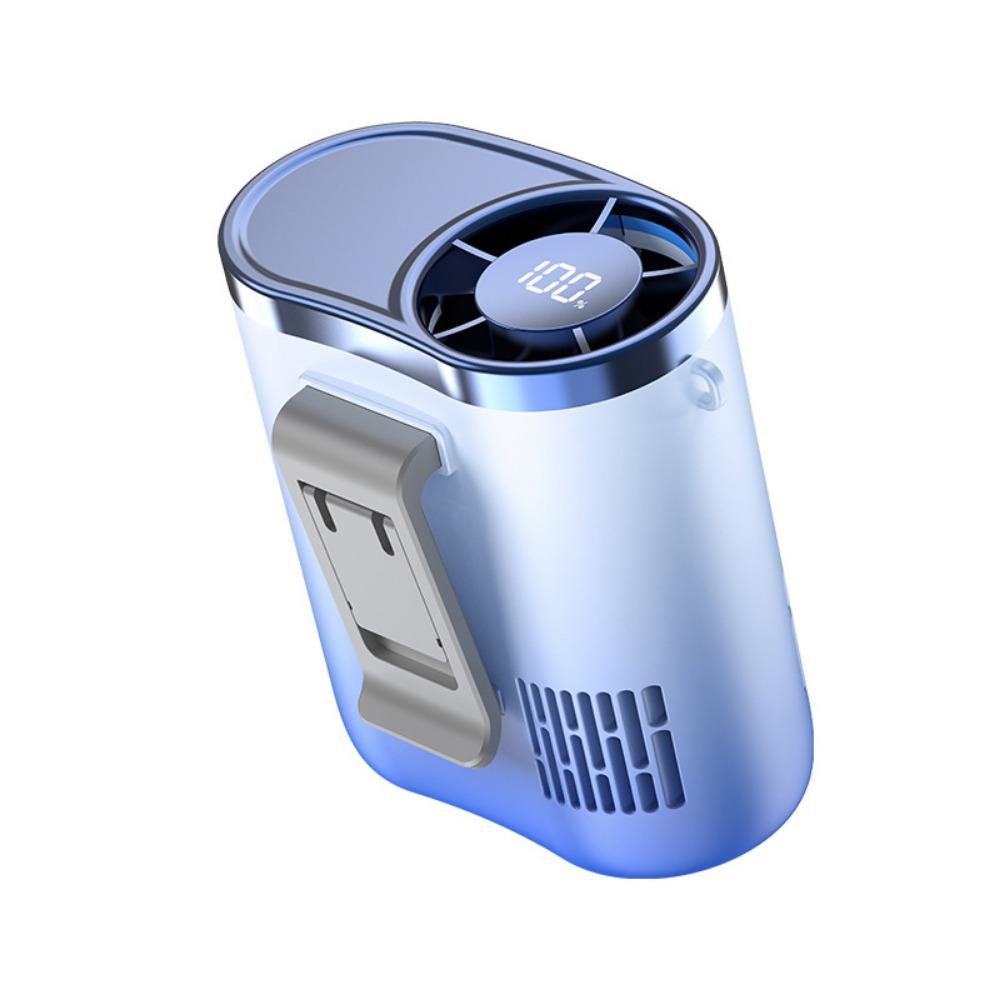 Portable Cooling Fan USB Rechargeable Hanging Neck Fan Hands-Free Mini Electric Fan  Hiking синий