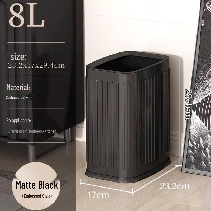 Double-Layer Guest Room Trash Can for Hotel/Bathroom/Office, 8L, Lidless Design