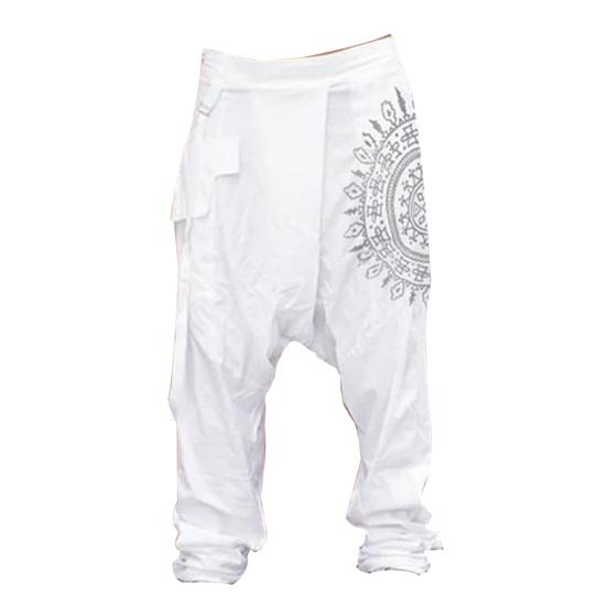 

Жіночі штани з низькою посадкою, з заниженою проймою, з ретро-принтом, мішкуваті, широкі, штани-гареми XL білий