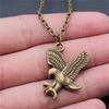 Eagles Gothic Skull Pendant Antique Bronze Metal Bridal Collar Necklace High Quality Statement Piece