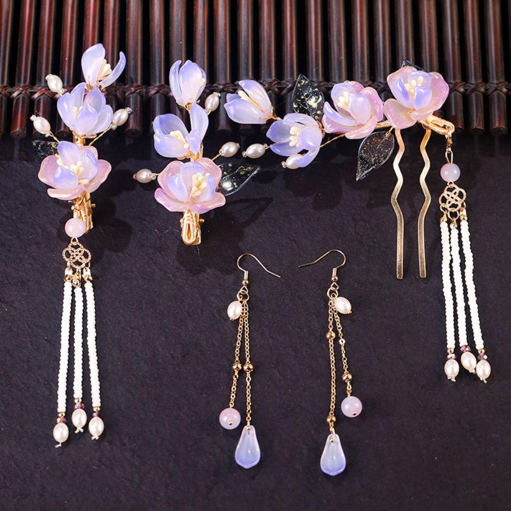 Tassel Hanfu Hair Stick Pearl Flower Hair Comb Chinese Style Hairpin Set  Hairstyle Design Tool