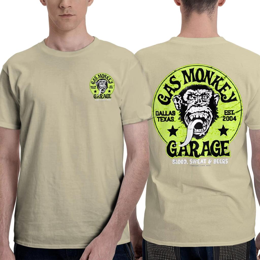 New Women Men Double Sided Gas Monkeys Garage Printed Cotton TShirt Summer Short Sleeve Oneck Tees 2026 Streetwear Cotton Tops