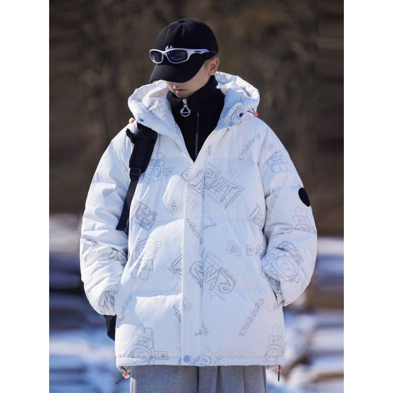 Einheitlicher Stil für Männer und Frauen, Trendige Modische Gestreifte Vielseitige 90 Weiße Entendaunen Daunenjacke für Jugendliche Lässige Warme Jacke