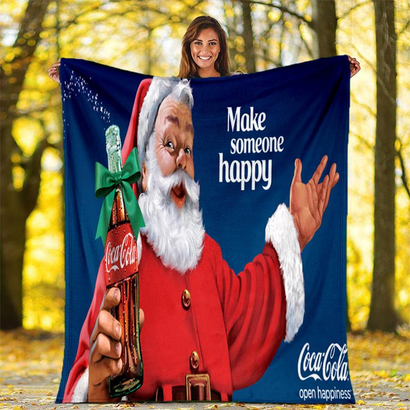 Christmas Gift Halloween Themed Cola Beverage Coca Cola Blanket Soft Home Furnishing Nap Decoration Four Seasons Warm Sherpa Blanket U18