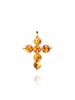 Bien Vetu Baltic Gold Amber Cross Pendant 8Mm, 925 Silver Finish