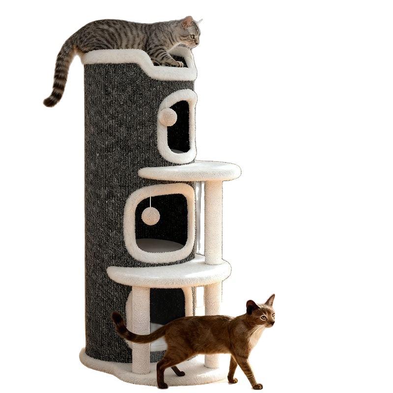 Celoroční kočičí domeček s lezeckou konstrukcí: Vícevrstvý teplý, odolný proti opotřebení design se škrabadlem a dírou ve stromě.