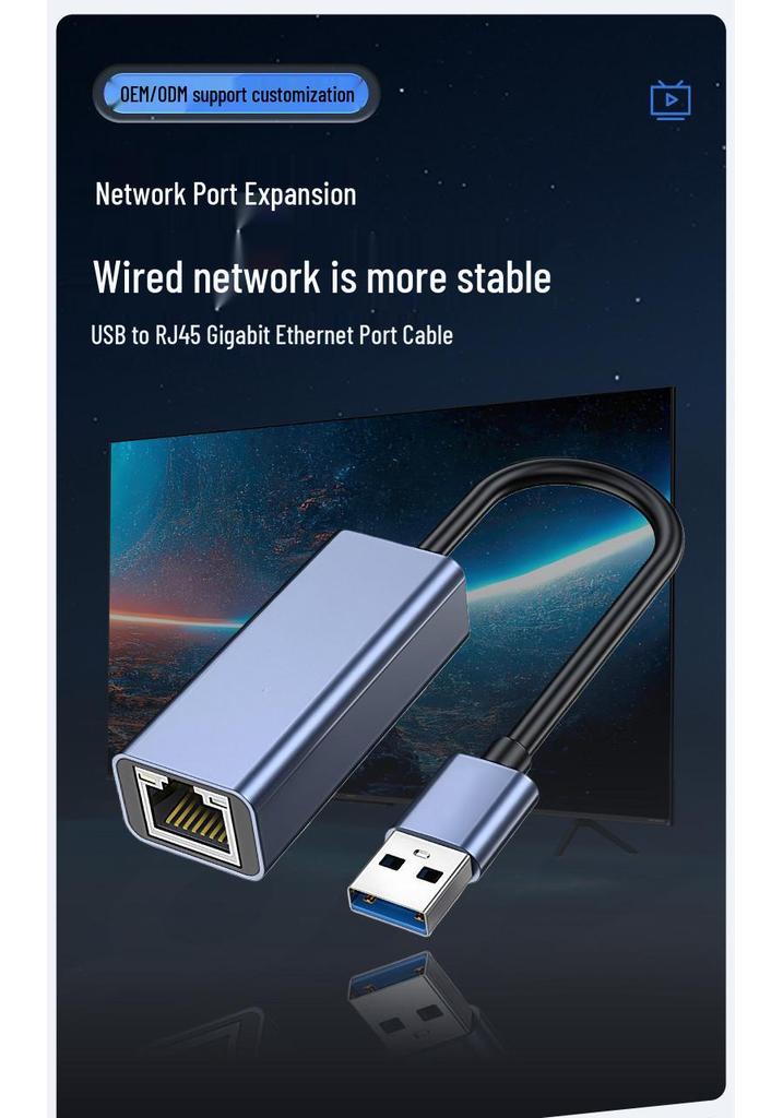 USB 3.0 To RJ45 Gigabit Ethernet Adapter for Laptops