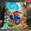 Super Mario Pattern Flannel Blanket Skin-friendly Breathable Warm Blanket for Sofa Bed Home Decoration THW