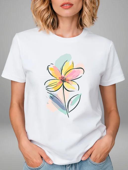Flower print T-shirt 4XL