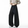Loose diagonal cut deconstruction sweatpants men's sports trousers high street autumn new retro casual wide-leg scimitar American cotton
