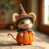 Halloween Felt Mouse Accessories Handmade Animals Statue with Pumpkin Decoration Table Shelf Desk Ornament
