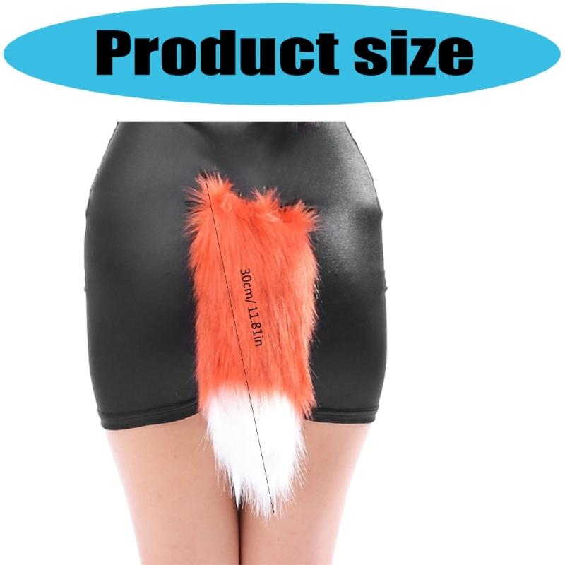 Foxes Tail,Faux Furs Wolf Foxes Cats Tail Fancy Dress Halloween Cosplay Costume Furry Foxes Tail Clip On Adult Kids