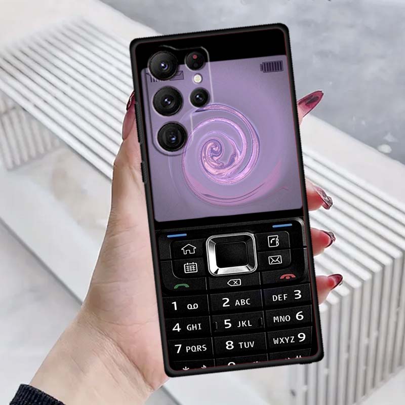 

Luxury vintage phone pattern Phone Case For Samsung Galaxy S26 S25 S24 S23 S22 S21 S20 Ultra Plus FE 5G Black Soft TPU Galaxy S24 FE