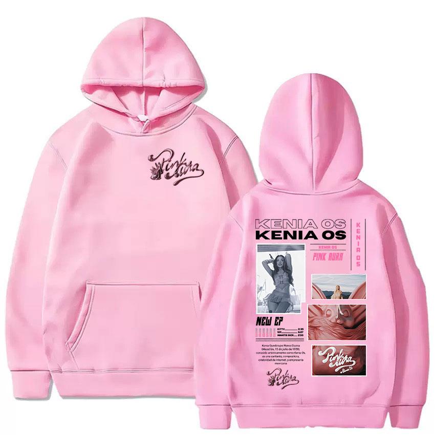 Singer Kenia Os Pink Aura Album 2025 Graphic Hoodie Men Women Vintage Aesthetic Sweatshirts Fashion Oversized Hoodies Streetwear