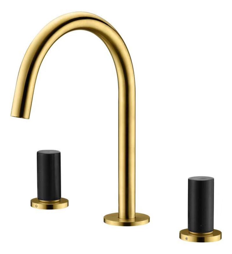 Bathroom Faucet Rose Gold and Black Widespread Basin Faucets Soild Brass Sink Mixer Hot & Cold Lavatory Crane Vessel