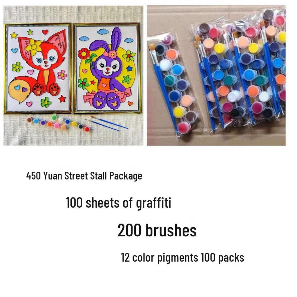 DIY 3D Embossed Graffiti Painting Set for Kids with Folding Easel