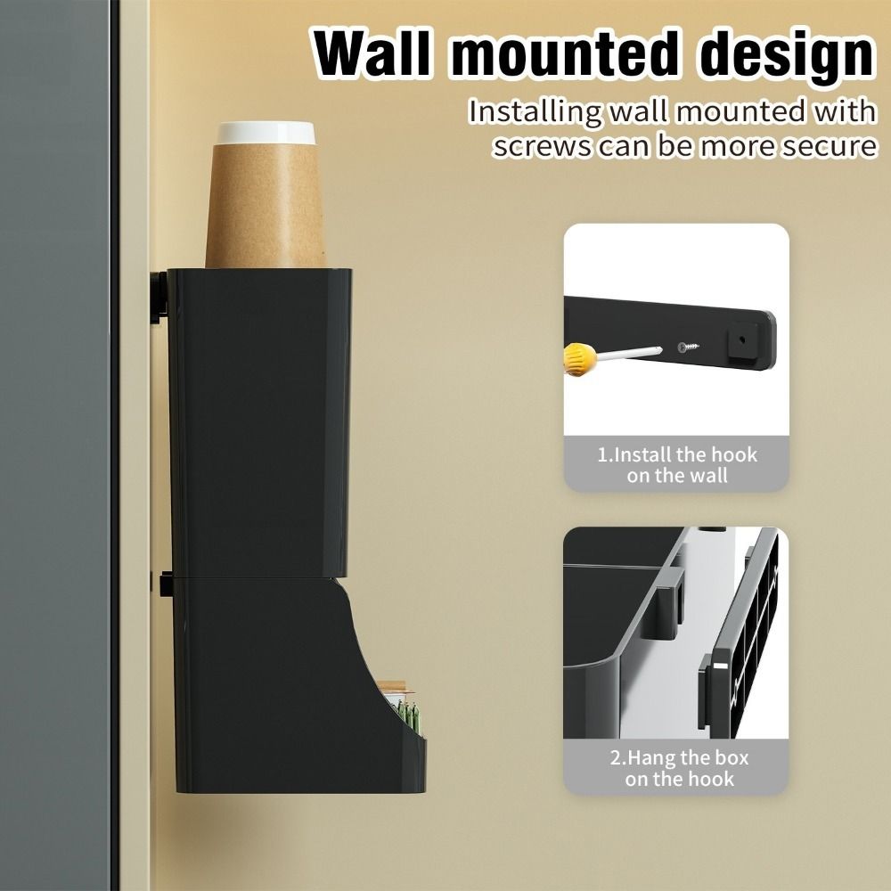 Plastic Disposable Paper Cup Holder Wall Mounted Space Saving Paper Cup Storage Rack Large Capacity Drink Cup Holder Kitchen