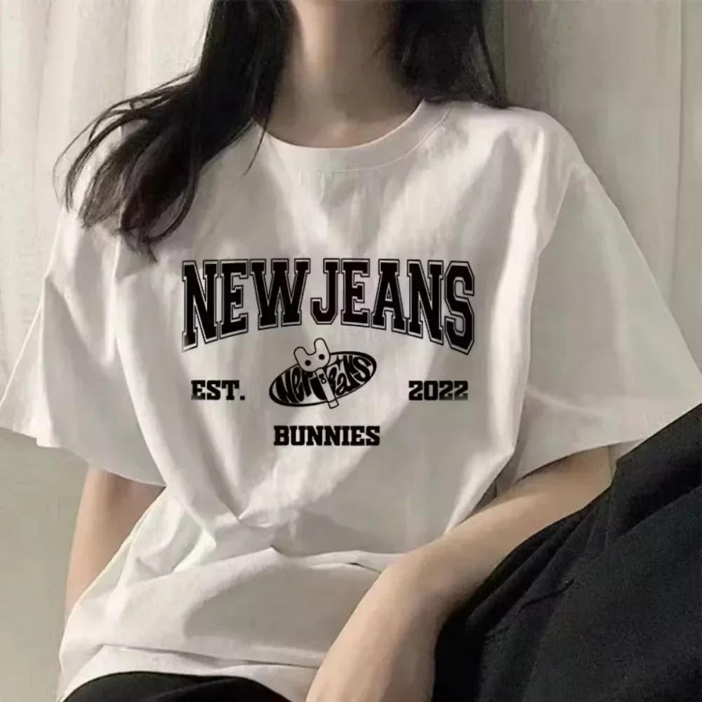 Kpop Band New-Jeans T-shirts EST Bunnies Printing Tee-shirt Graphic Tees Cotton Short Sleeve Women Men Tshirts Streetwear 2025