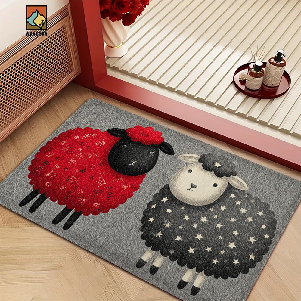 Cute Cartoon Animal Imitation Cashmere Thickened Bathroom Floor Mat Cute Soft Skin-friendly Floor Mat Entrance Door Mat