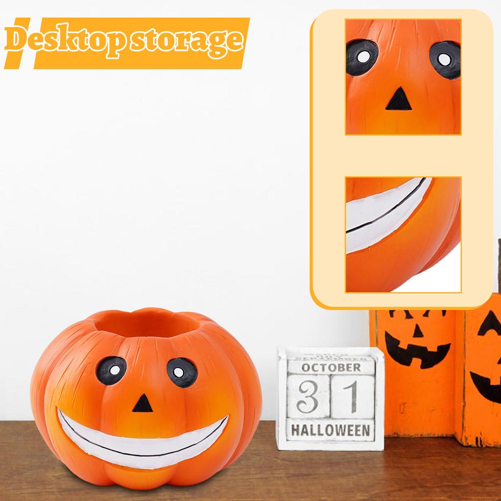 Resin Halloween Pumpkin Candy Bowl Decorative Figurine for Party Favors and Home Decor