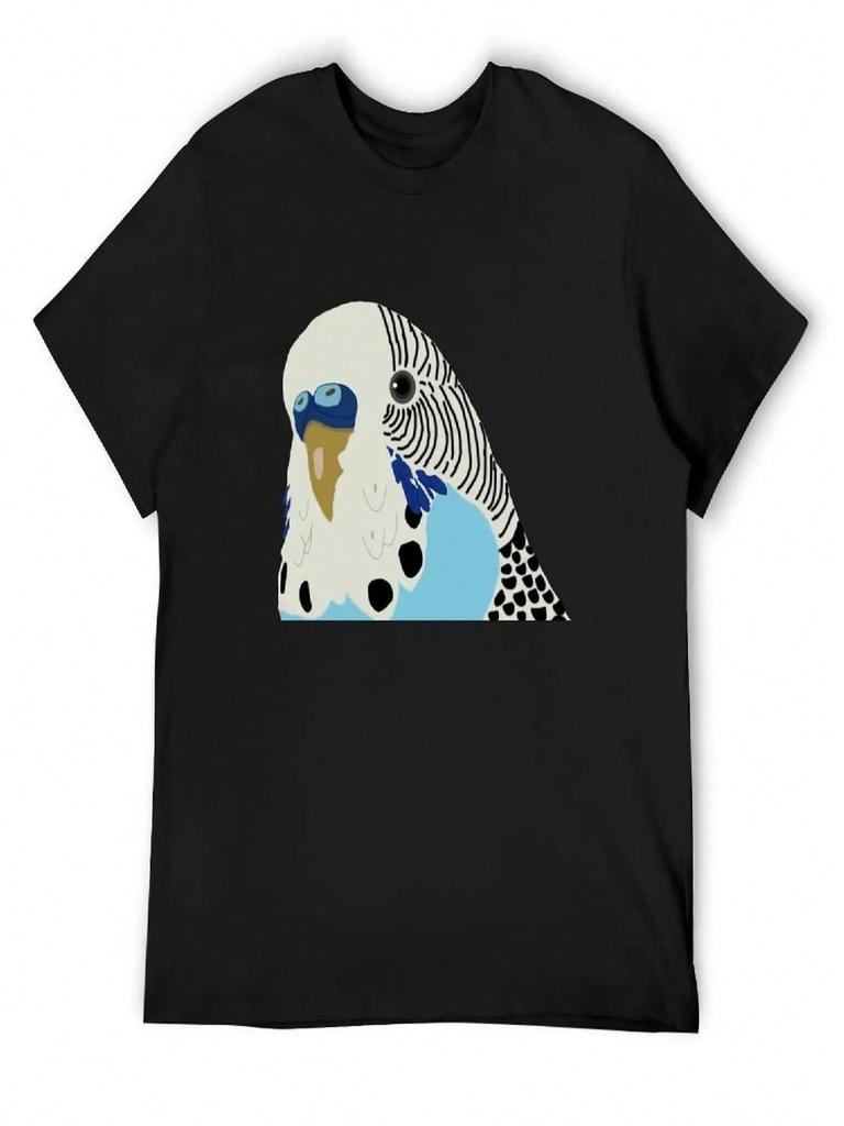 Blue Male Budgie Illustration T-Shirt Custom Shirt Oversizeds Tshirts Personalised Anime Clothes Anime Shirts Unisex