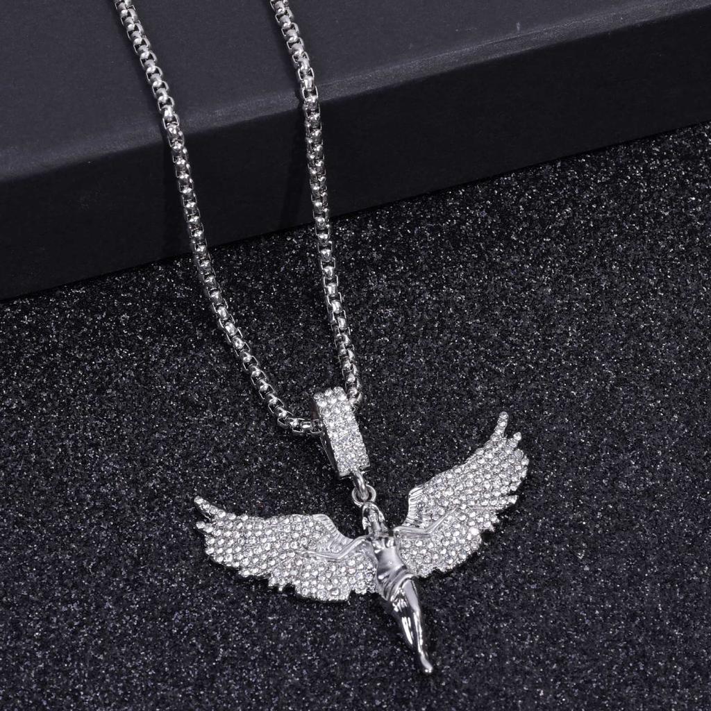 New Angel Goddess Wings Zircon Pendant Necklace For Women Men Trend Elegant Choker Neck Chain Jewelry Hip Hop Gift Party 2026