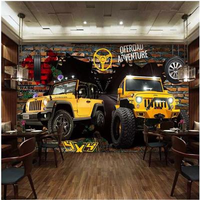 Wallpaper Car Breaks Out of the Wall Mural Bar KTV Restaurant Boy Room Bedroom Background Decor WallPaper