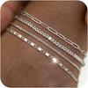 Waterproof Ankle Bracelets for Women, 14K Real Gold Filled Anklets for Women 6PCS Anklet Set Dainty Summer Beach Jewelry