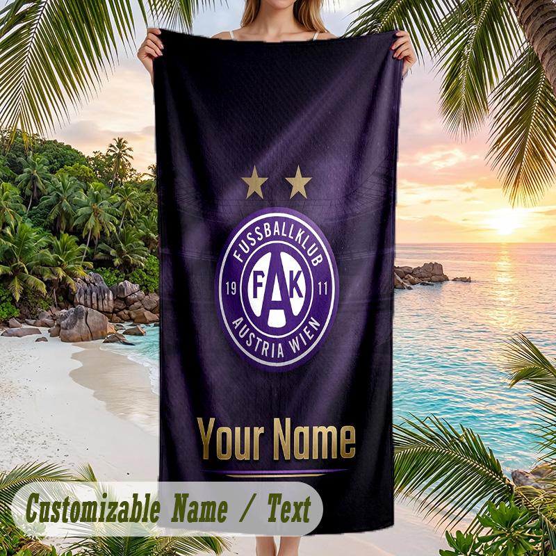 Beach Towel Austria Wien FC Print Custom Name Text Soft Towel for Swimming Pool