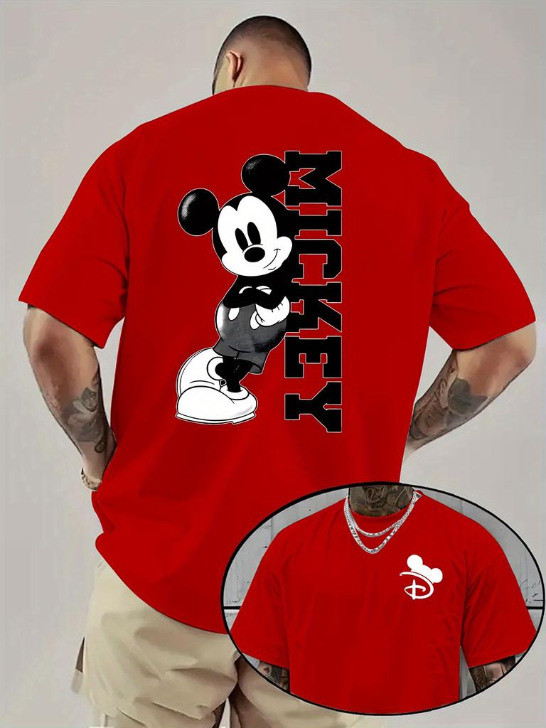 T-shirt Stampata Double Face Mickey Mouse Disney Co-Branded Uomo Estate Nuova Harajuku Oversize Larga Casual Manica Corta