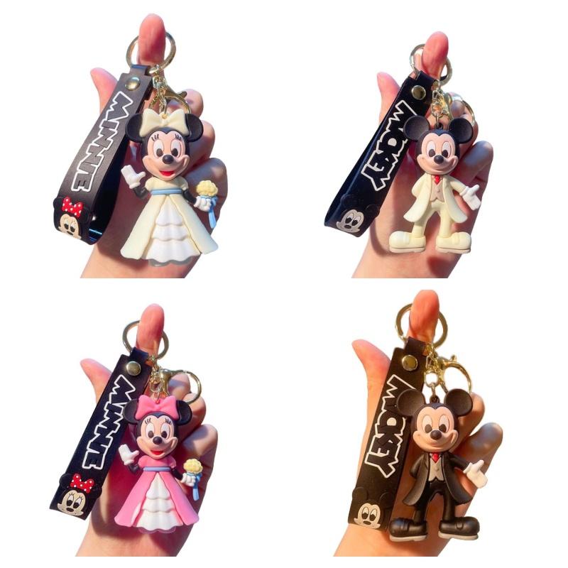 Cute Pvc Mickey Minnie Wedding Keychain Bag Pendant Car Key Chain Small Gift Wholesale