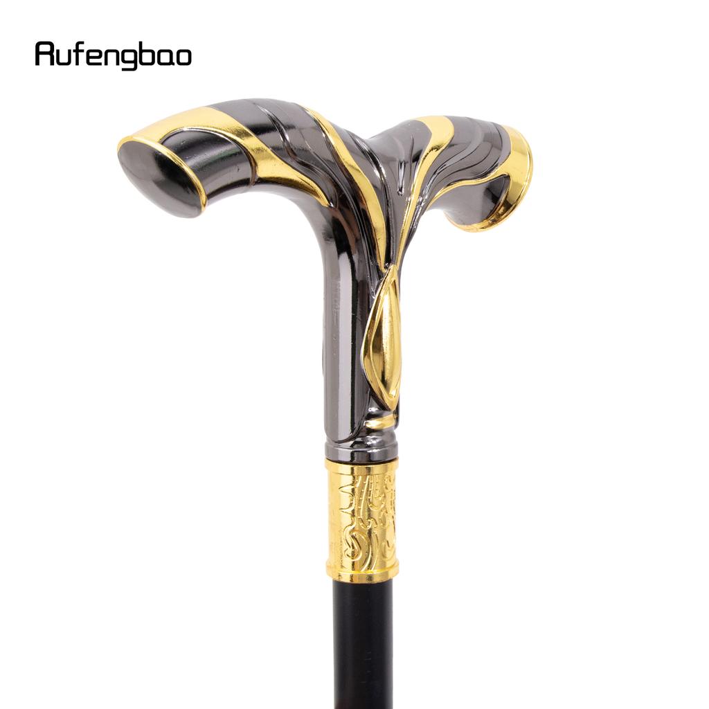 Gold Schwarz Fließende Linien Adler Luxus Mode Cosplay Stock Party Dekorativer Stock Eleganter Krummstabknauf Gehstock 92cm