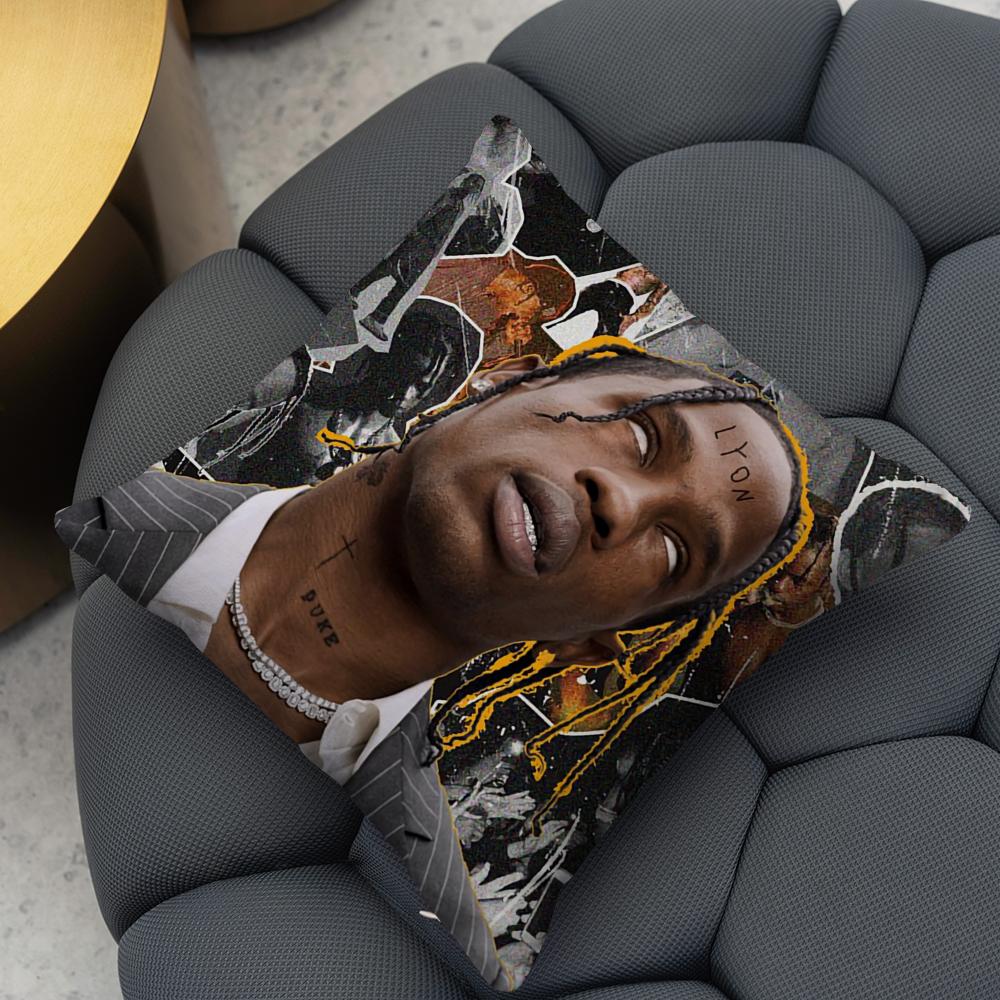 T-Travis S-Scott Cushion Cover 2-in-1 Reversible Plush Pillow Cover | Car/Sofa/Bed | Perfect Gift