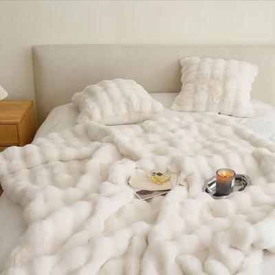 Premium Rabbit Fur Blanket: Luxurious and Thick for Bed, Sofa, or Office Winter Naps