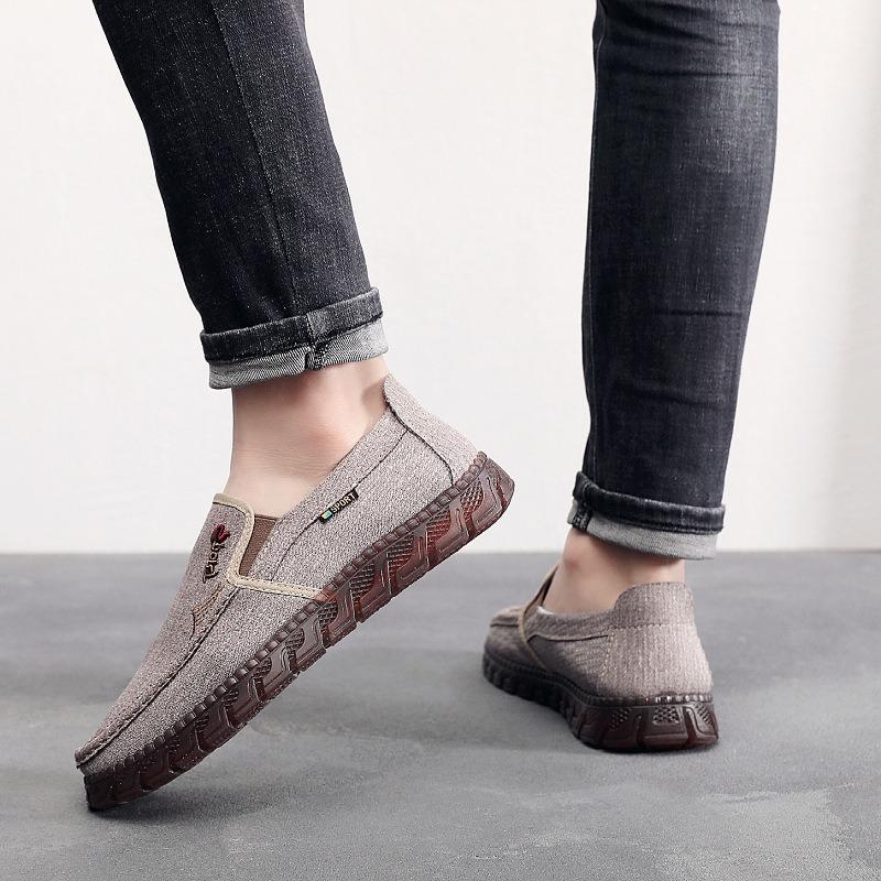 Cloth shoes men's single sole  sole middle-aged and elderly casual canvas dad shoes