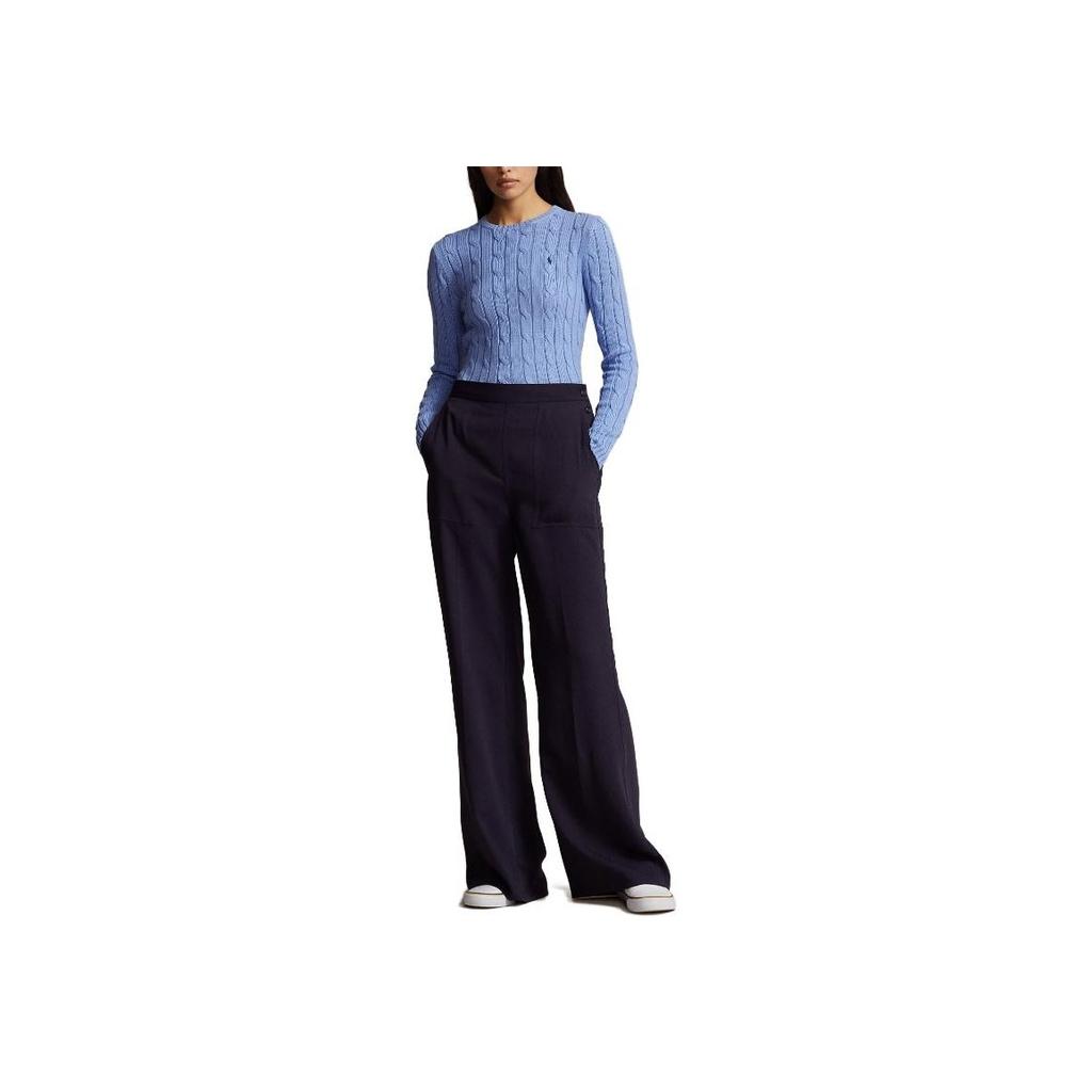 Polo Ralph Lauren SS23 Solid Color Thick Twisted Embroidered Knit Sweater Women sweater Blue 211891640-003