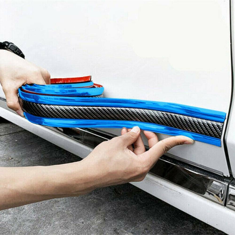 1 Meter Carbon Fiber Rubber Moulding Strip Rubber for Car Door Pedal Trim Bumper DIY Door Sill Protector Edge Guard Car