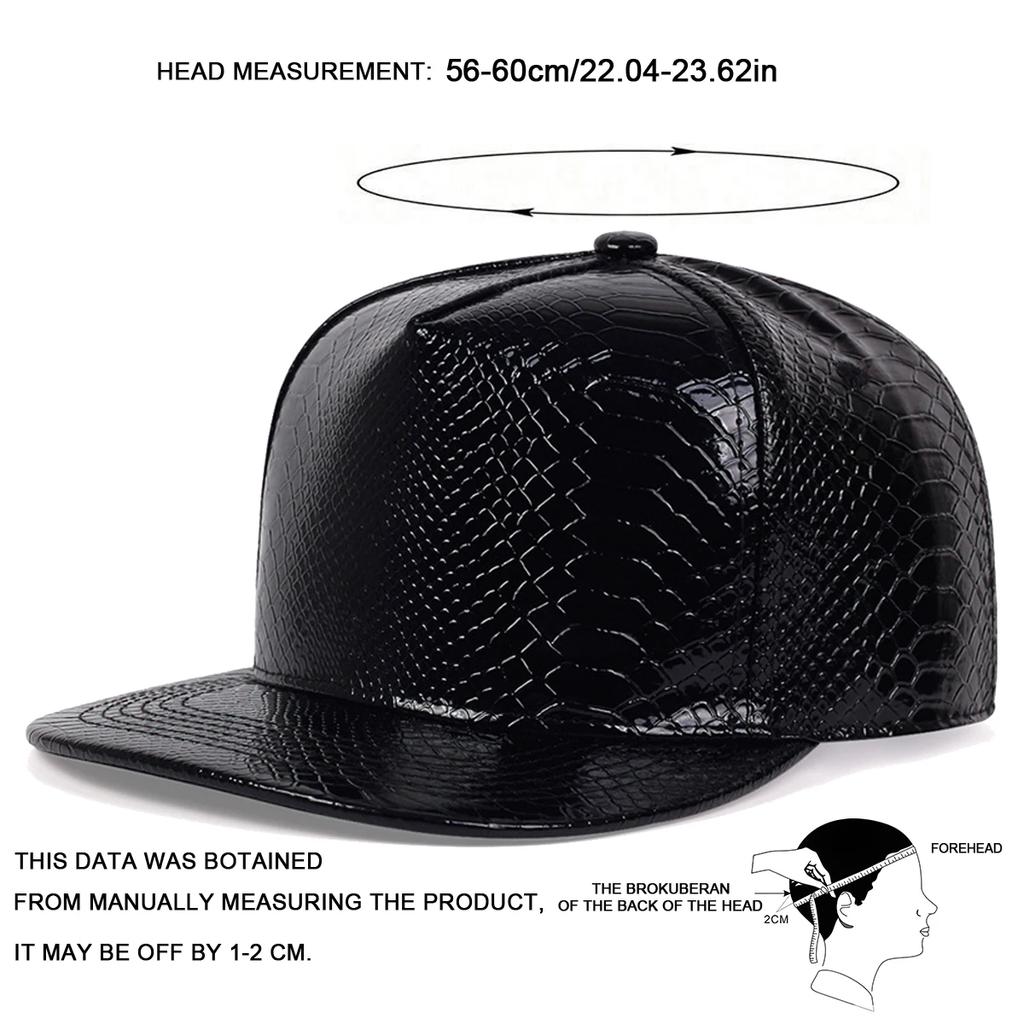 Unisex Python Pattern Leather Hip-Hop Hats Spring Autumn Outdoor Adjustable Casual Baseball Caps Sunscreen Hat