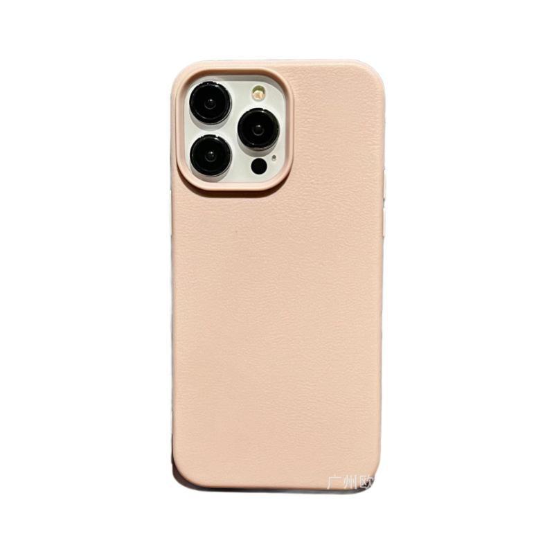 iPhone 14 Pro Max/16/13/12/11 için Lüks Deri Düz Renk Kılıf