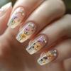 24 Piezas Diseño de Perlas Longitud Media Ballet Cobertura Completa Cuadrado Uñas Postizas Puntas de Uñas Falsas Set de Manicura
