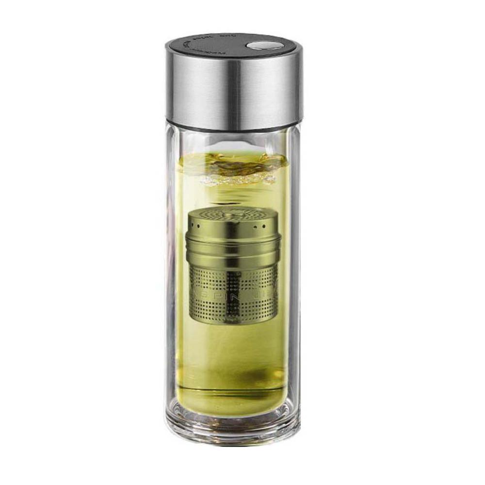 Double Wall Glass Tea Cup with Tea Infuser Insulated Glass Water Bottle 500ml Stainless Steel Filter Tea Bottle Kitchen Supplies
